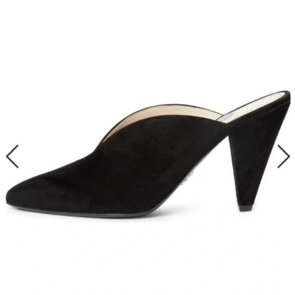 PRADA Black Suede V-cut mules, size 39 ~ NWOT!